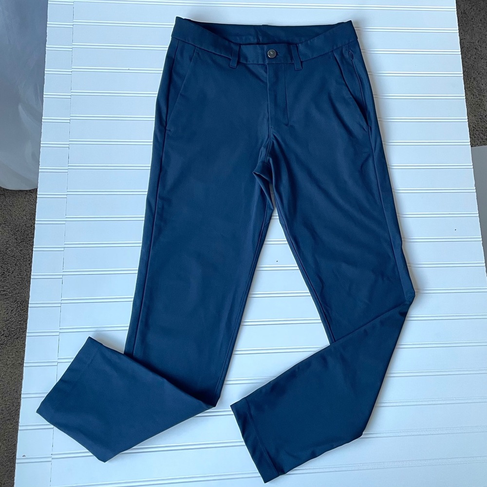 Lululemon Men ABC Pants Commission Slim Trousers Sz29 Navy Blue Warpstreme Chino